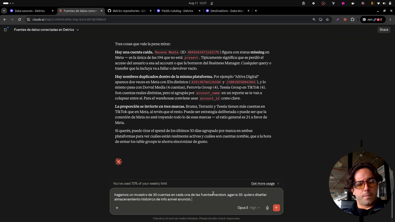 Step two: explore the sources and design the data schema with Claude