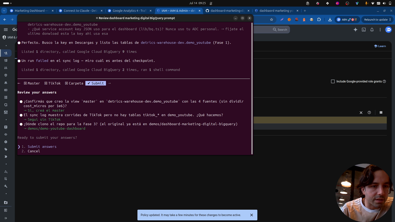 Step three: consolidate the tables and build the dashboard with Claude Code
