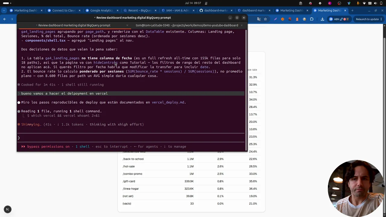 The dashboard deployed and running on Vercel