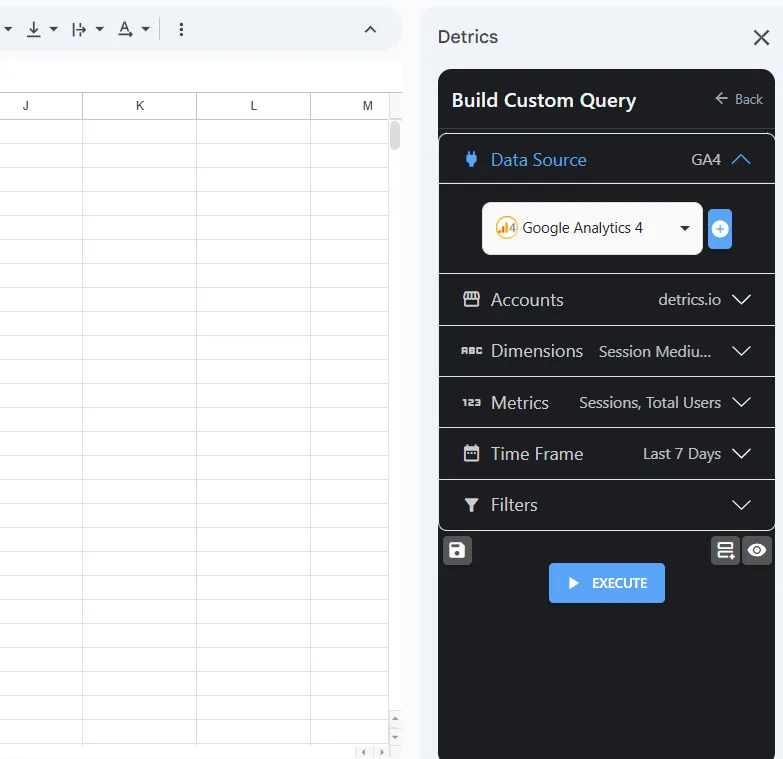 Step 1.2 - Configure Query in Detrics