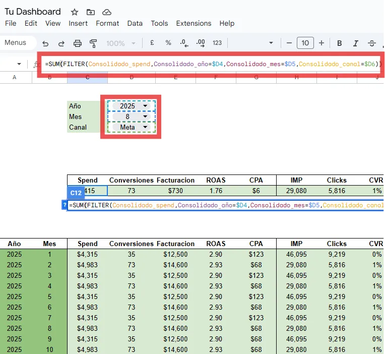 Step 6 - Dashboard Formulas